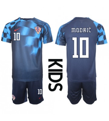 Kroatia Luka Modric #10 Bortedraktsett Barn VM 2022 Kortermet (+ Korte bukser)